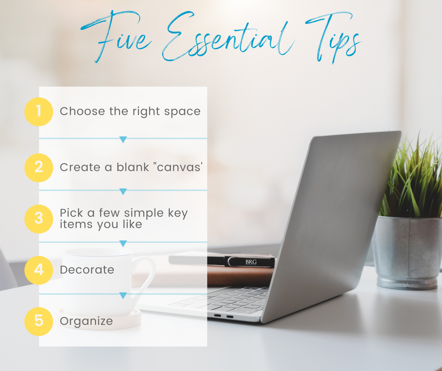 Follow these five easy to manage, but essential tips to creating a home office space that lets you 